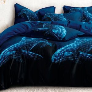 KOMPLET POŚCIELI 160x200 +2 POSZEWKI I PRZEŚCIERADŁO DELFIN DELFINY