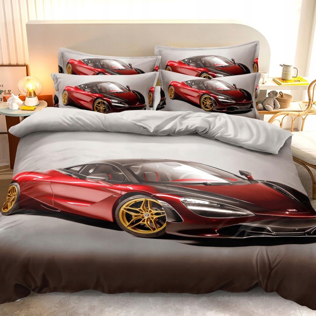 Pościel auto sportowe 160x200 – komplet z 2 poszewkami