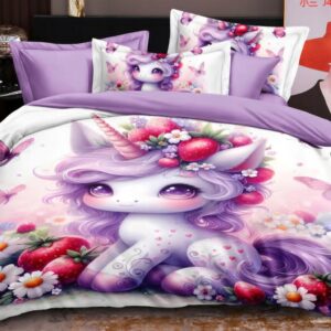 KOMPLET POŚCIELI 160x200 + 2 POSZEWKI NA PODUSZKI JEDNOROŻEC