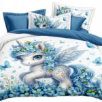 Pościel jednorożec niebieski 160x200 – komplet z 2 poszewkami — 2