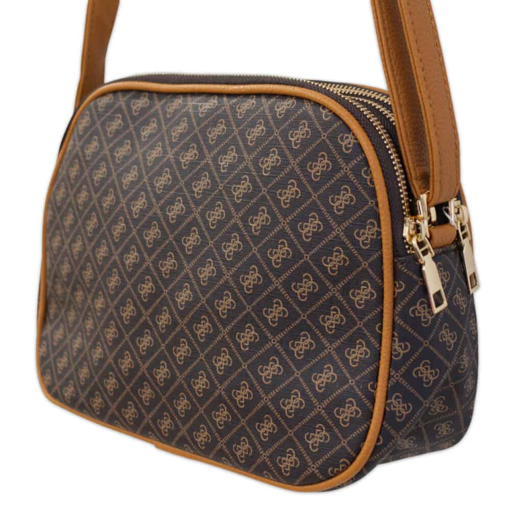 Torebka damska listonoszka crossbody ciemnobrązowa – na ramię, eko skóra, miejska