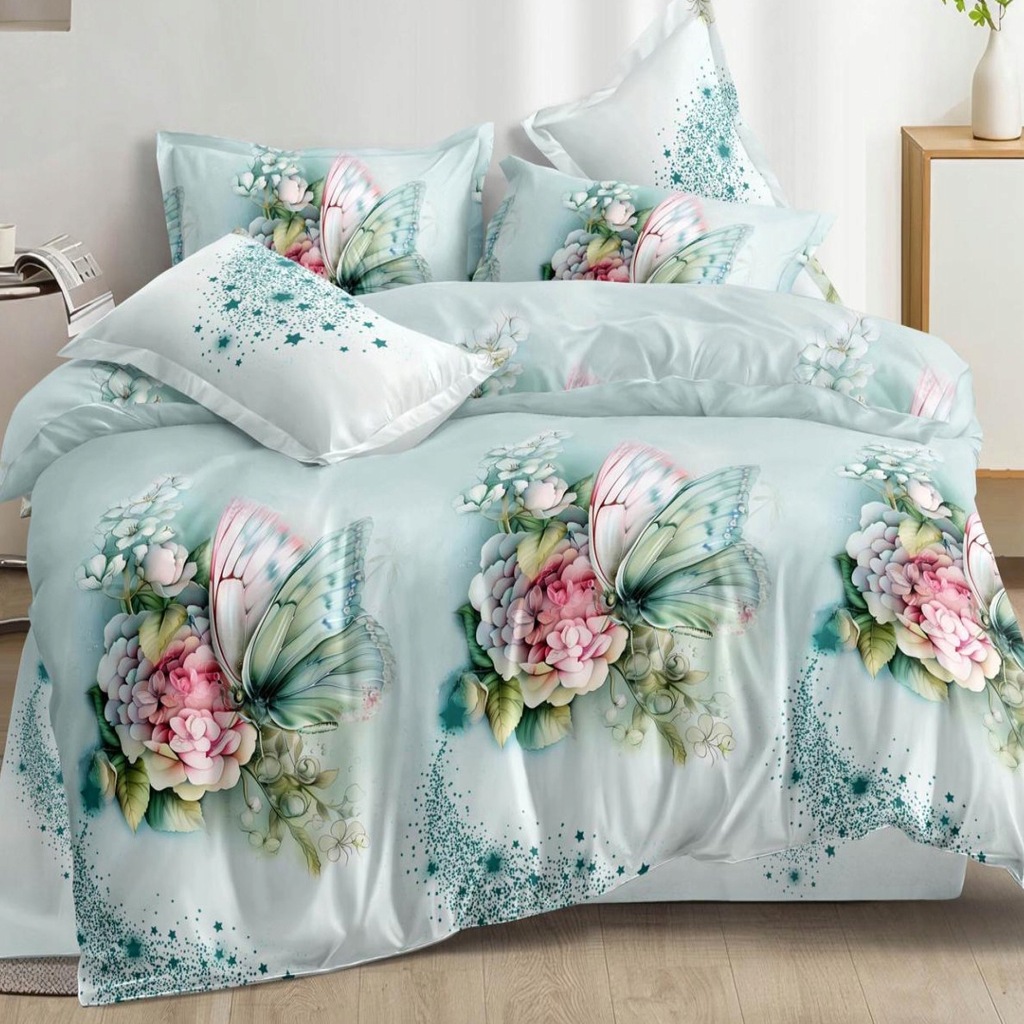 Pościel kwiaty i motyl 160x200 – komplet z 2 poszewkami