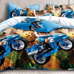 KOMPLET POŚCIELI 160x200 + 2 POSZEWKI I PRZEŚCIERADŁO KLOCKI MOTORY