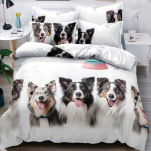 KOMPLET POŚCIELI 160x200 DWIE POSZEWKI NA PODUSZKI PSY PIESKI BORDER COLLIE