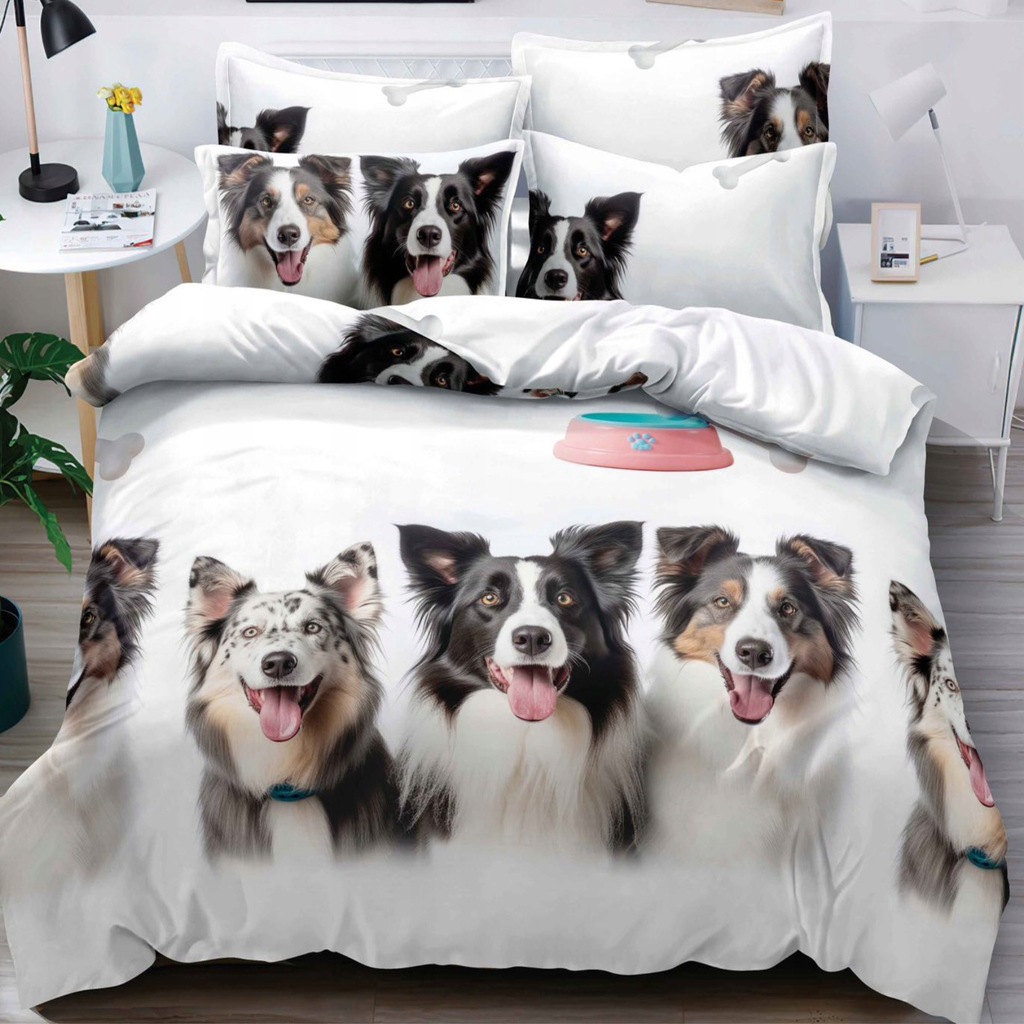 Pościel psy pieski border collie 160x200 – komplet z 2 poszewkami