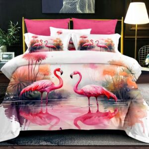KOMPLET POŚCIELI 160x200 DWIE POSZEWKI NA PODUSZKI POŚCIEL FLAMINGI