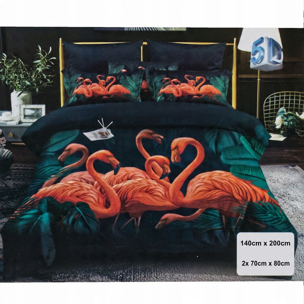 Pościel flamingi 140x200 – komplet z poszewką