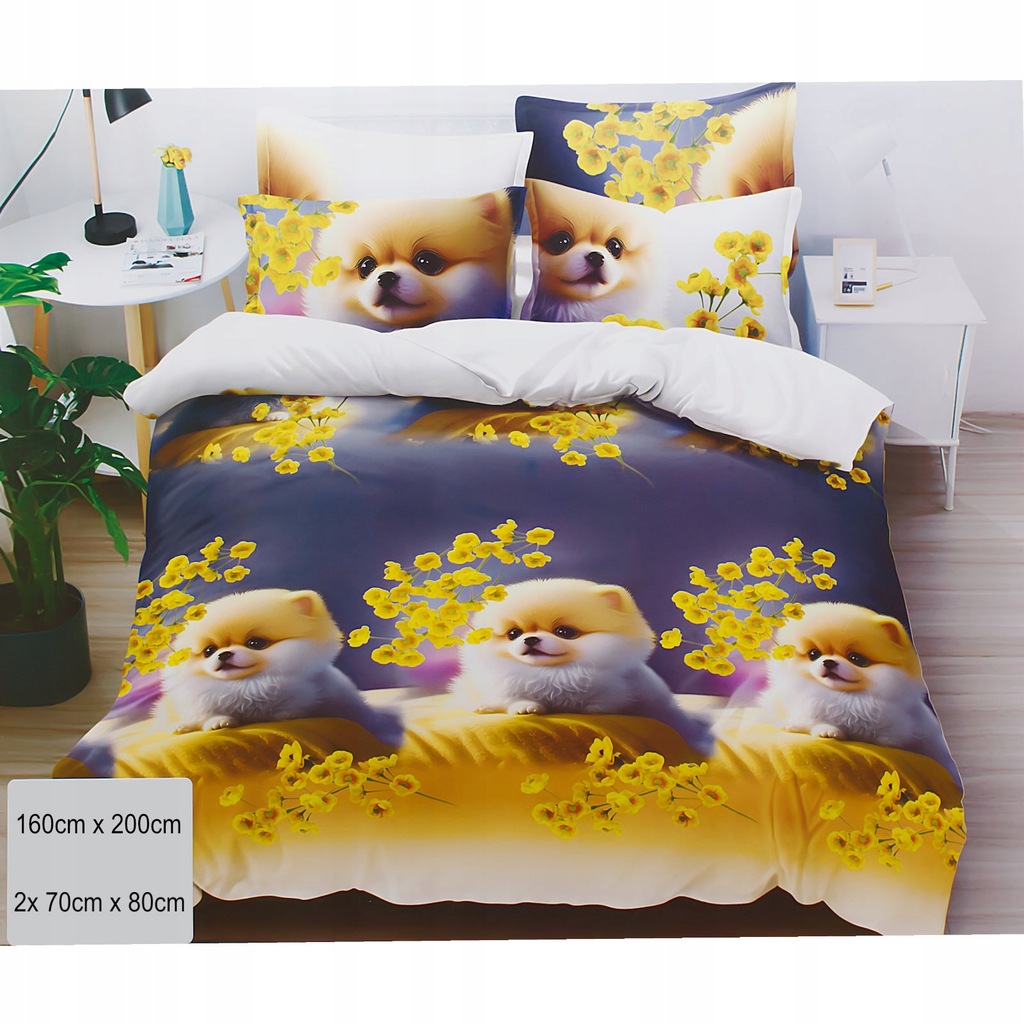 Pościel pieski psy 160x200 – komplet z 2 poszewkami