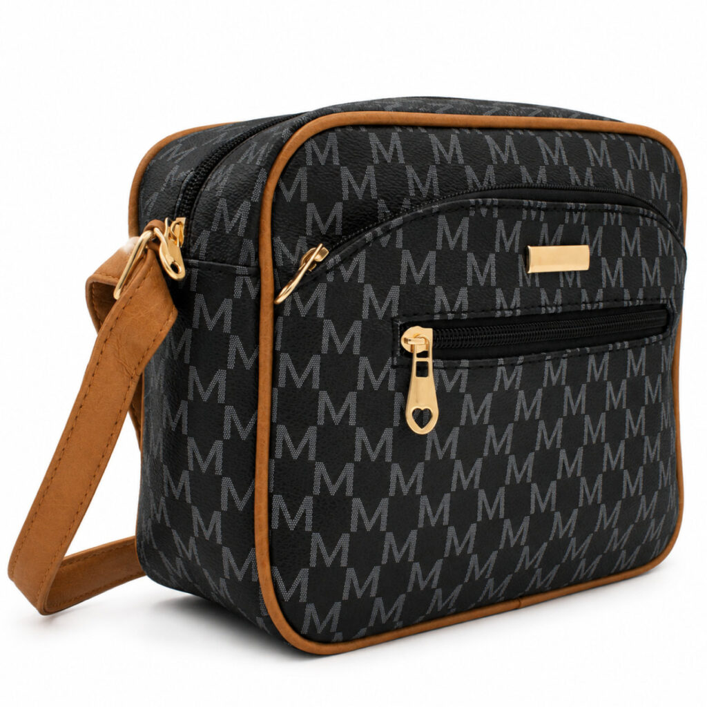 Torebka listonoszka crossbody czarna z regulowanym paskiem