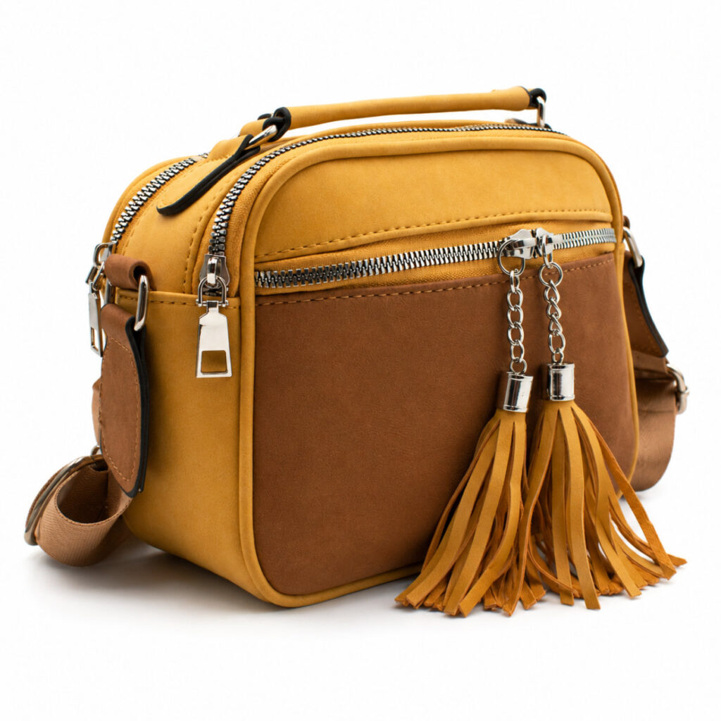 Torebka damska listonoszka crossbody żółta na ramię