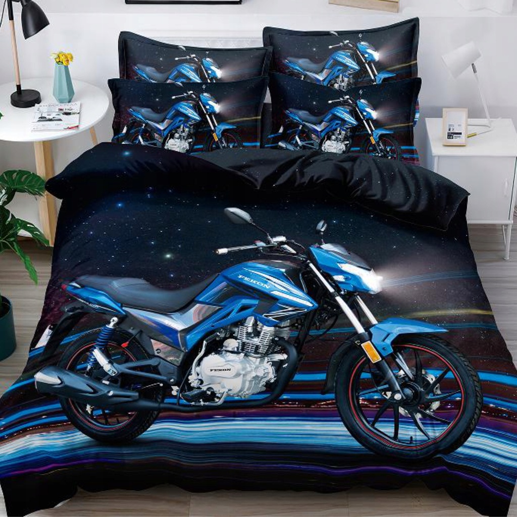 Pościel motor 160x200 cm – komplet z 2 poszewkami i prześcieradłem